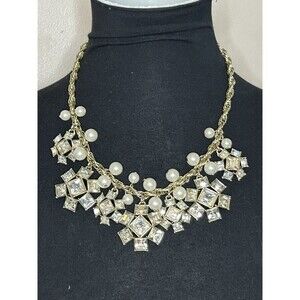 Ann Taylor Chunky Crystal And Pearl Necklace Statement Office Career